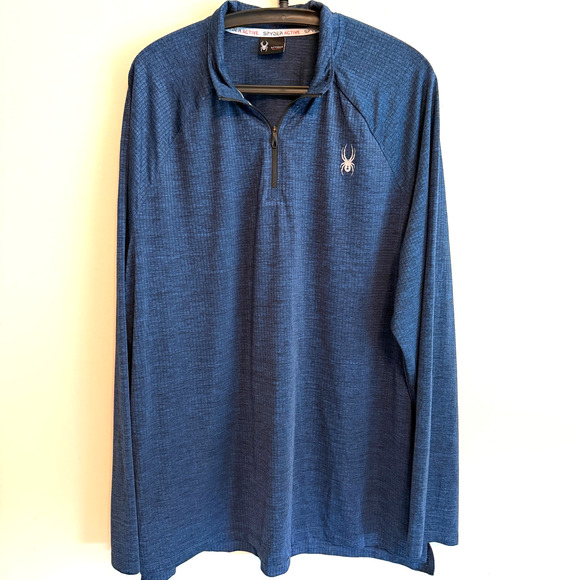 Spyder Activewear Men's Blue 1/4 Zip Henley Size XXL Outdoors Trails Casual - Picture 1 of 8